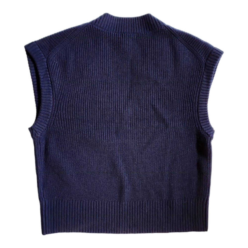 BANANA REPUBLIC CIMA Oversized Merino Wool Blue Sweater Vest - Picture 11 of 13